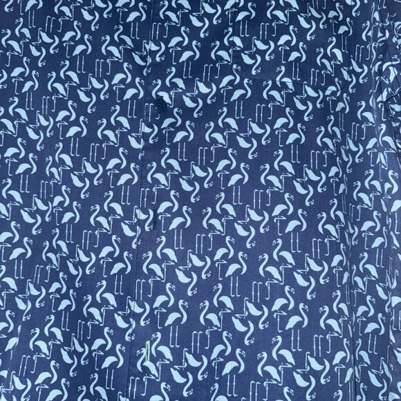 Mens Tommy Bahama Go Flamingo SS Shirt Ocean Deep - Picture 7 of 8